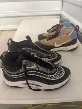Nike Kids Black and White Knit Slip-On Sneakers